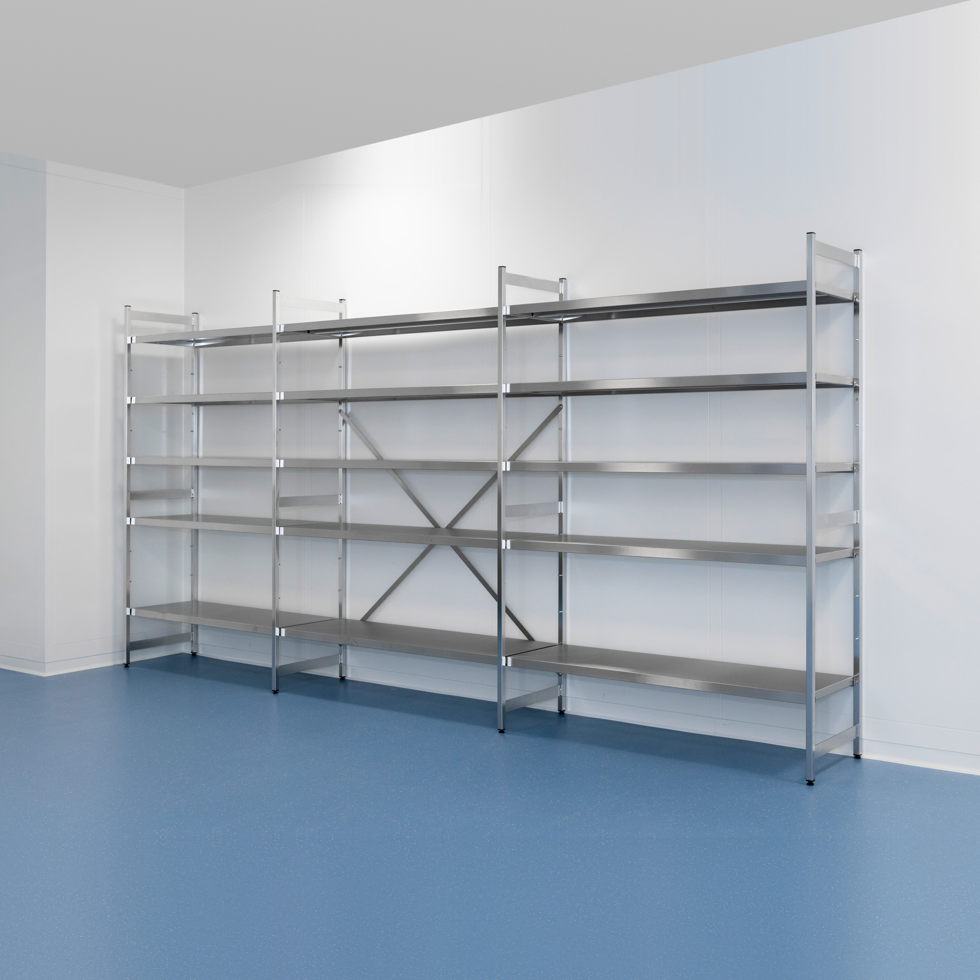 Edelstahlregalsystem Cleanroom Basic, Feldlast 1200 kg, ArtNr.: CB_RS_1200