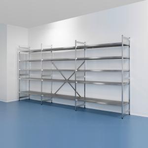 Edelstahlregalsystem Food Standard, Feldlast 600 kg
