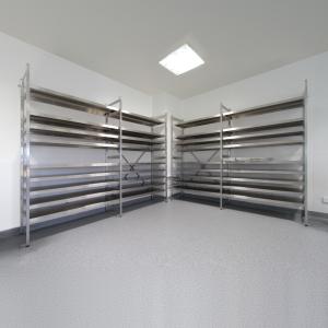 Edelstahlregalsystem Food Standard, Feldlast 600 kg