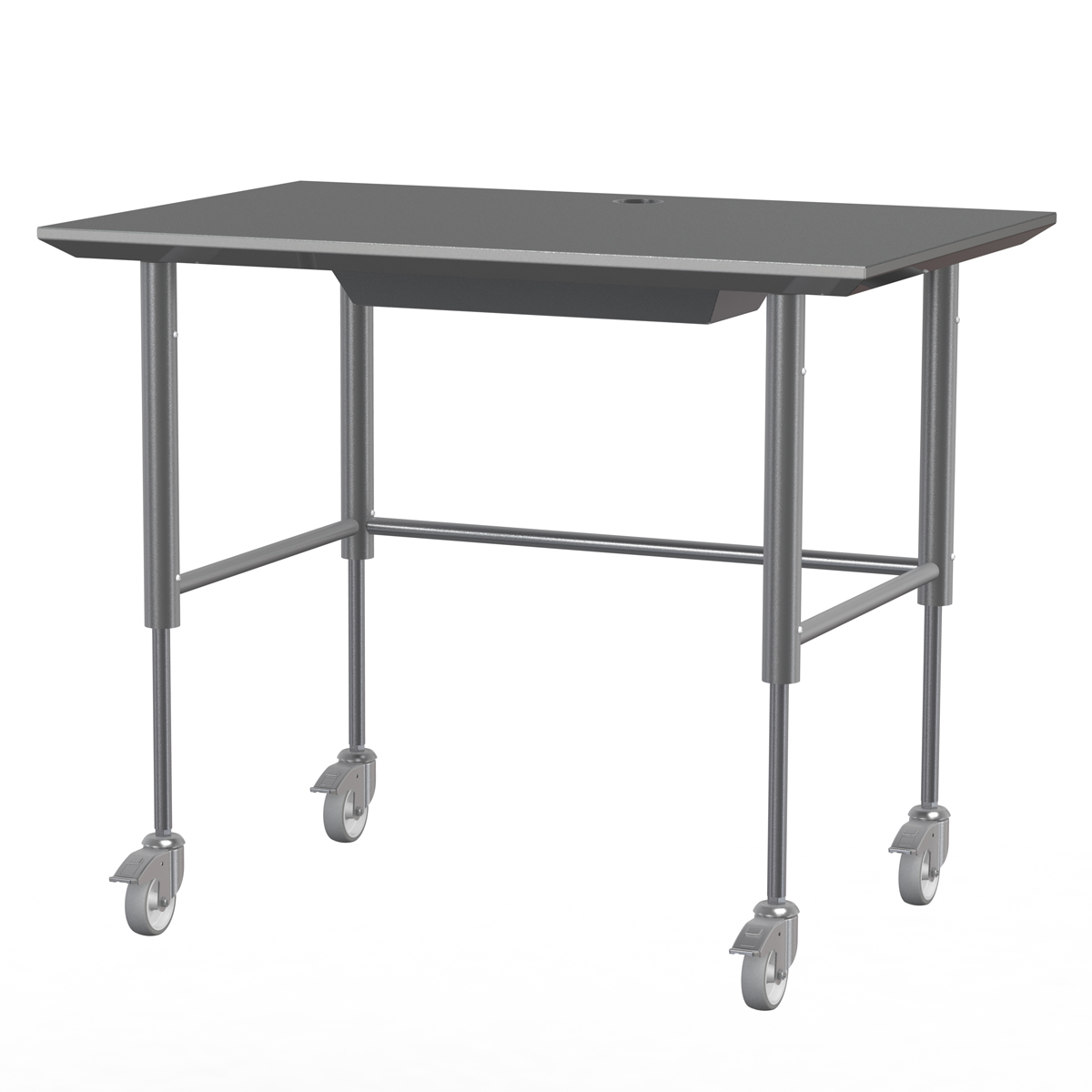 Mechanisch höhenverstellbarer Hygienic Design Tisch fahrbar